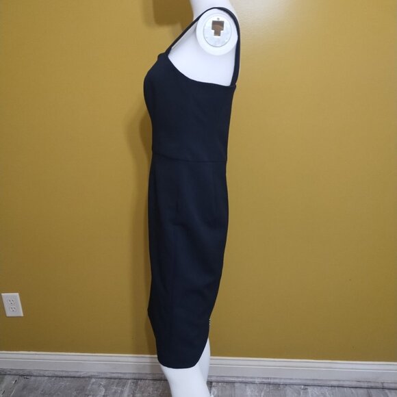 W by Worth Sleeveless Black Sheath Dress with Double Zipper Size 4 Made in USA - Picture 2 of 6